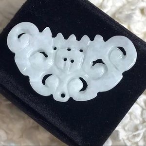 Natural white Jade Jadeite Butterfly Pendant-204621